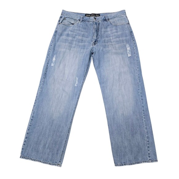 Ecko Unltd Jeans Mens 40x32 Distressed Baggy Wide Leg Vintage Grunge Light Wash - Picture 1 of 14